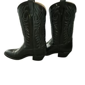 Texas All American Made USA Black Cowboy Boots Size 9 1/2 D Western